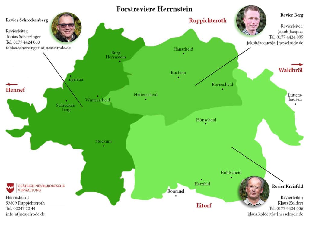 Karte der Forstreviere Herrnstein in Ruppichteroth
